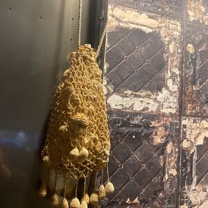 Antique cream crochet bag. Satin inside